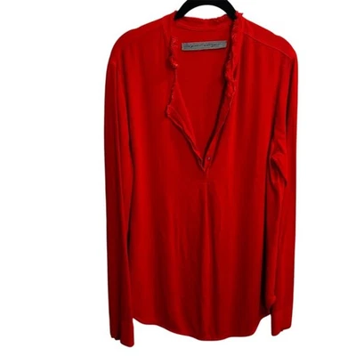 Blusa Raquel Allegra Naranja Talla 3 EE. UU. Grande Popover Flecos Escote en V Manga Larga Foto 1 de 4