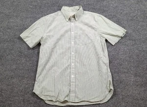 Brooks Brothers Shirt Mens Large Green Stripe Button Short Sleeve Cotton Preppy - Picture 1 of 7