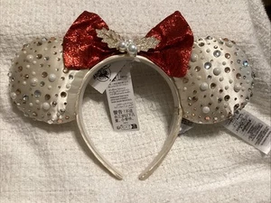 Disney Parks Baublebar Christmas 2022 Gold Red Holly Minnie Mouse Ears Headband - Picture 1 of 5