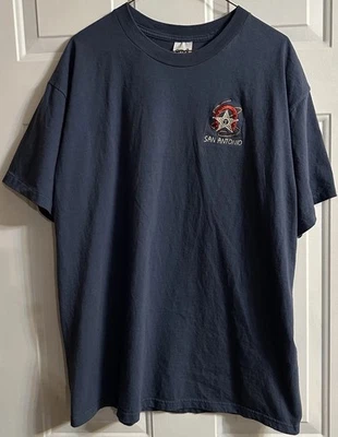 Camiseta azul vintage Y2K puntada única para hombre San Antonio Lasso Star Herradura XL Foto 1 de 4