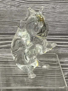 "Estatuilla de ardilla de vidrio transparente vintage pisapapeles figura pequeña de 3,5""" - Imagen 1 de 8