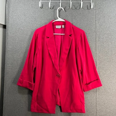 Blazer GRAVER Susan Graver LK Fusion 3/4 51 Dobladillo Recortado Rosa Pasión X-Grande Foto 1 de 4