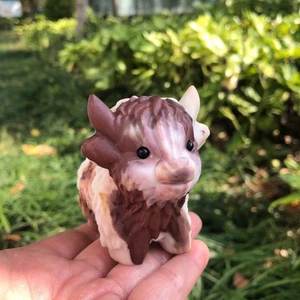 3 Zoll Top natürlicher Roger Lambelin Quarz geschnitzt Kuh Kristall Schädel Heilung Dekor 1 Stck. - Bild 1 von 9