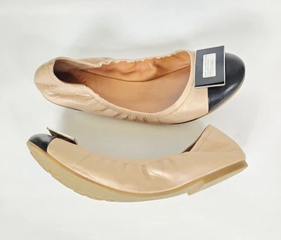 Zapatos planos de ballet Marc Jacobs de cuero informales neutros elegantes nude beige negro 9 Foto 1 de 4
