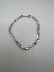 Solid White Gold 14k Gold Paper Clip Bracelet Marked 585 8 Inch 2.7 Grams - Picture 1 of 7