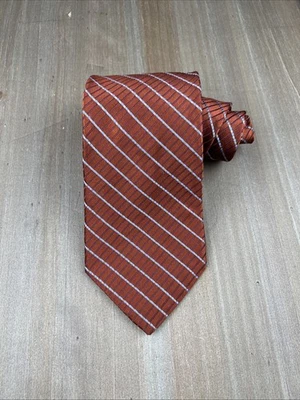 IKE BEHAR New York Silk Tie Designer Geometric Copper W3.5xL57 Made in USA - Image 1 of 4