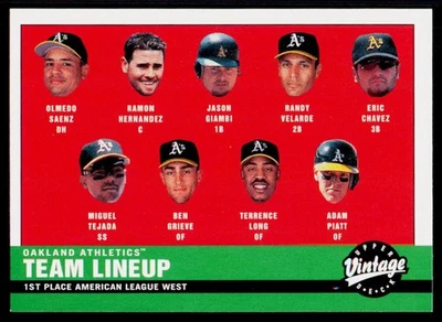 Tarjeta del equipo de atletismo Oakland 2001 Upper Deck vintage #23 Foto 1 de 2
