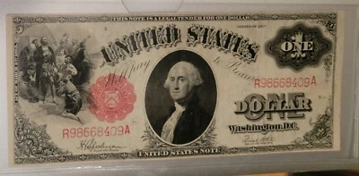 1917 $1 United States Legal Tender Large Note SPEELMAN/WHITE CRISPY AU++  - Image 1 of 4