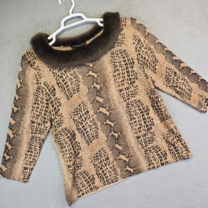 Norton McNaughton Top Women XL Faux Fur Croc Python Snakeskin Print Maximalist - Picture 1 of 15