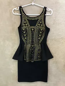 Vintage Dotti Formal Party Dress Size XS Womens Black Gold Sleeveless - Picture 1 of 11