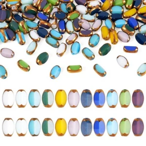 110Pcs Opaque Solid Color Faceted Oval Electroplate Glass Beads 7x4.5x3.5mm - Picture 1 of 8
