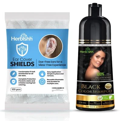 Champú Herbishh 3 en 1 color cabello negro + cubierta para orejas Foto 1 de 4