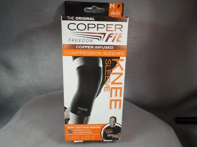 NIP Copper Fit Freedom Sport Compression Copper Infused Knee Sleeve Med - Black - Image 1 of 2