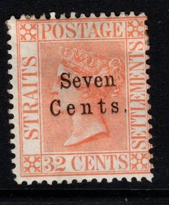 Malaya Straits Settlements - 1879- SG21 - 7c on 32c Pale red - Mounted Mint - Image 1 of 2
