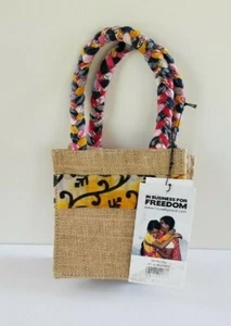 Neu Mini kleine Jute Stoff mehrfarbig Mehrzweck Damen Mädchen Handtasche 5-3/4" - Bild 1 von 7
