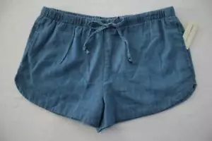 NEW Womens Shorts Size Large Blue Casual Summer Pockets Drawstring - Picture 1 of 2