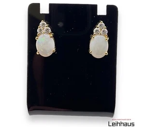 Ohrstecker 8K 333er Gelbgold mit Opal und Zirkon - Bild 1 von 7