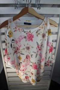 Collezioni Leonardo Größe Large elfenbein rosa Blumen ausgestellt Cold Shoulder Pullover - Bild 1 von 6