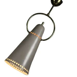 Messing Ring Trichter Leuchte Italien 50er Jahre alte vintage Hänge Lampe MCM - Bild 1 von 12