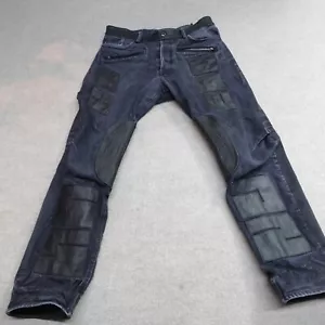 G-star Raw Jeans 33 x 28 Blue Black Artwork 3D Relaxed Button Fly Leather Denim - Picture 1 of 23