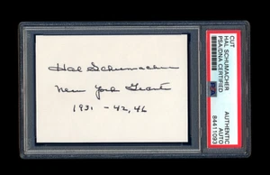 HAL SCHUMACHER SIGNED MINT CUT PSA/DNA AUTOGRAPHED 1933 NEW YORK GIANTS WSC - Picture 1 of 1