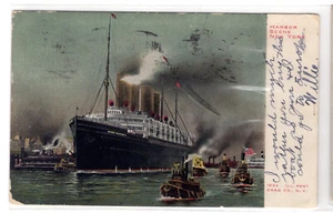 Hafenszene New York, (C)1904 Ill. Post Card Co., PM 1906 - siehe Scans - Bild 1 von 2