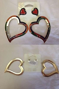 Orecchini a con due Cuori Lunghi 10cm - Multicolore - Ouly - Nuovi - Imagen 1 de 1