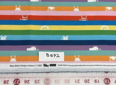 ‘Let’s Play’  Fisher Price Stripe on Selvage Cotton Quilt Fabric-Half Yard - Image 1 of 2