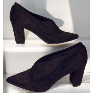 JON JOSEF Black Velvet & Suede Leather Heels Loafers Shoes Women's 10M - Picture 1 of 11