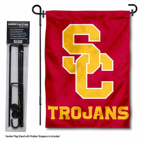 USC Trojans SC Logo Garden Flag and Yard Stand Included Cover