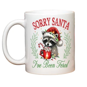 Sorry Santa I've Been Feral Mug Christmas Theme Novelty Cup Gift Treat Xmas - Picture 1 of 3