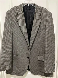 Paul Fredrick Sport Coat Blazer Lambs Wool Cashmere Houndstooth 2 Button 46 XL - Picture 1 of 6