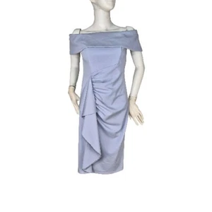 XSCAPE Womens Light Blue Size 6 Scuba Waterfall Ruffle Lined Dress (02 - Picture 1 of 9