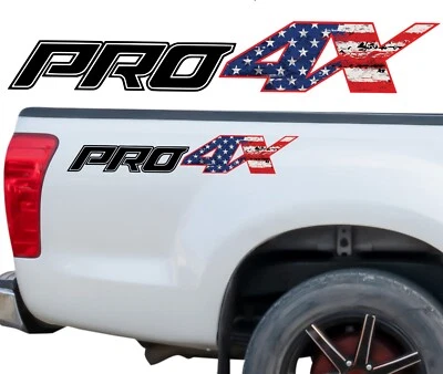 Juego de 2: calcomanías PRO-4X bandera americana - se adapta a Nissan Titan XD 2015-2019 - troqueladas Foto 1 de 2