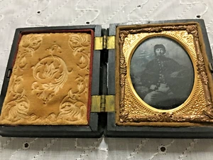 Civil War Tintype Photo of a Soldier in Uniform in Full intact Case 2 1/2" x 3" - Picture 1 of 8