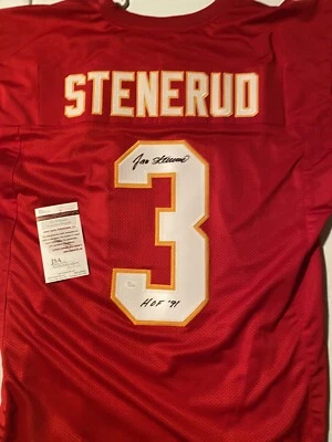 Camiseta Chiefs assinada por Jan Stenerud com inscrição "HOF 91" (CERTIFICADO DE AUTENTICIDADE JSA) RARA  - Imagem 1 de 4