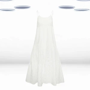 Ex Women’s Sleeveless Petite Broderie Strap Maxi Dress in White - Picture 1 of 2