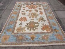 Vintage Traditional Hand Made Turkish Oushak Oriental Wool White Carpet 252x192