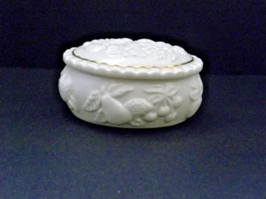 1998 Lenox Embossed Fruits of Life 3.25" Trinket Box w/ Cover, Gold Trim NEW! - Picture 1 of 8