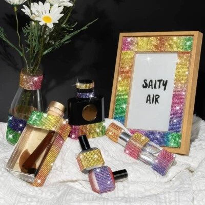 0.9m Glänzend Strass Band Selbstklebend Streifen Aufkleber Rand DIY Glitzer - Bild 1 von 4