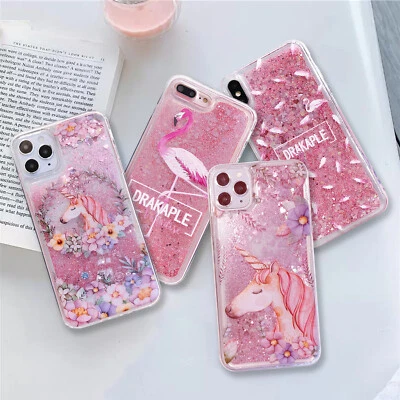 For iPhone 16 15 14 13 Pro Max 12 Printed Moving Liquid Glitter Case Phone Cover - Bild 1 von 4