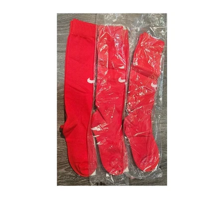3 pares de calcetines de fútbol Nike para niños acolchados hasta la rodilla rojos blancos con logotipo atléticos nuevos Foto 1 de 2