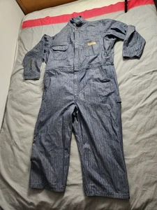 Vintage Big Mac Coveralls Jumpsuit Mens Size 48R Blue Herringbone Striped USA - Picture 1 of 11