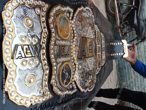 AEW World Wrestling Championship Title Replica Belt Adult Size Dual Plated Brass - Bild 1 von 11