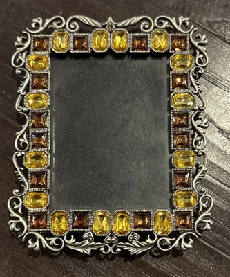 Moldura para foto de estanho cristal austríaco âmbar dourado Two's Company 4 X 3 suporte livre - Imagem 1 de 4