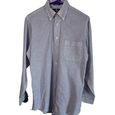 Camisa de vestir Surrey vintage para hombre azul/blanco a rayas aguja única talla 15-32/33 Foto 1 de 4