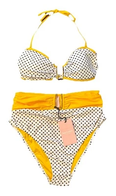 RTLS $98 JUICY COUTURE HAPPY POLKA DOTS 2 Pçs BIQUÍNI TIRAS REMOVÍVEIS TAMANHO M - Imagem 1 de 4