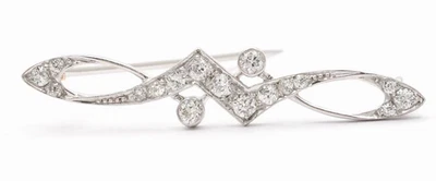0.65ct Natural round Diamond 14k solid white gold wedding Anniversary brooch pin - Image 1 of 4