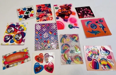 Lote de 11 adesivos vintage Lisa Frank - golfinhos ursos corações cães e mais conjunto B BIN72 - Imagem 1 de 4