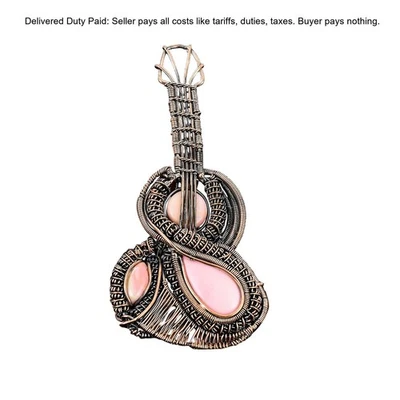Colgante envuelto en alambre de guitarra hija piedra ópalo rosa cobre venta Black Friday Foto 1 de 4